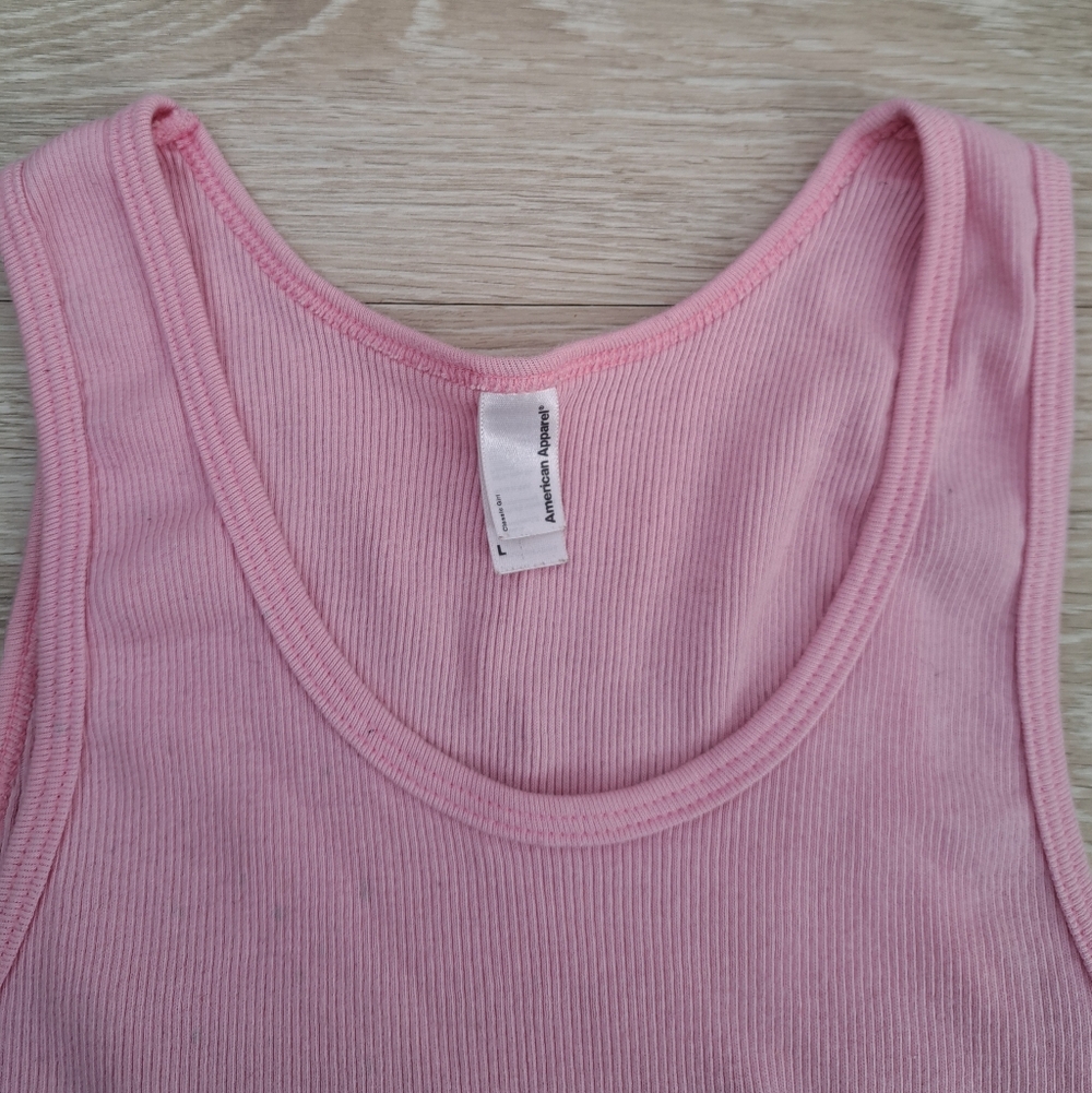 American Apparel Bride Pink Ribbed Tank Top Sz L - Picture 5 of 7